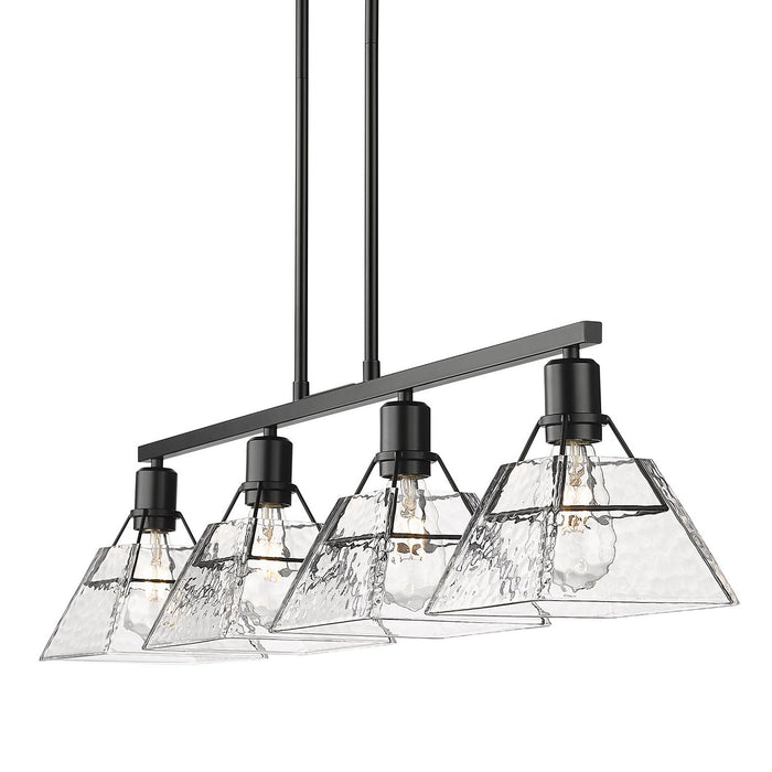 Golden 3308-LP BLK-WTG Four Light Linear Pendant, Matte Black