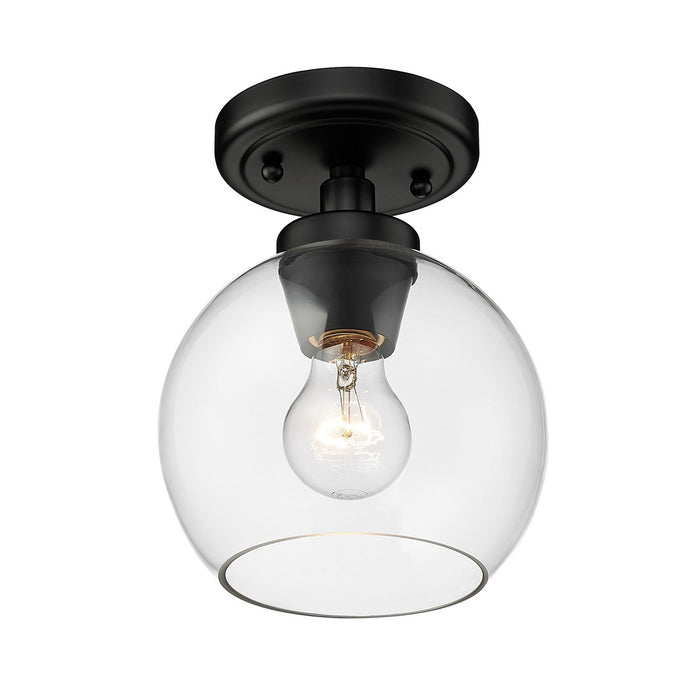 Golden 4855-FM BLK-CLR One Light Flush Mount, Matte Black