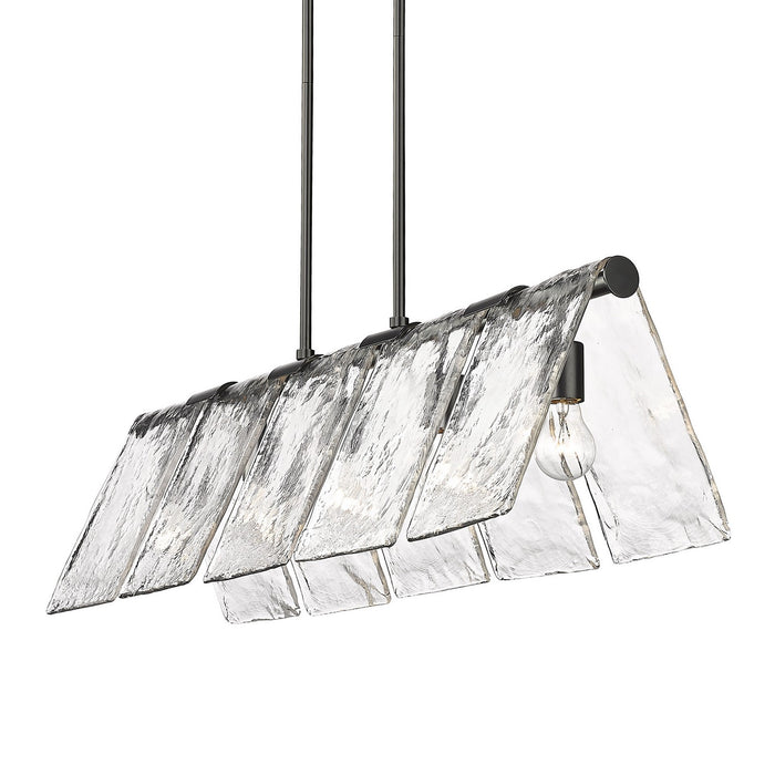 Golden 6072-LP BLK-HWG Five Light Linear Pendant, Matte Black