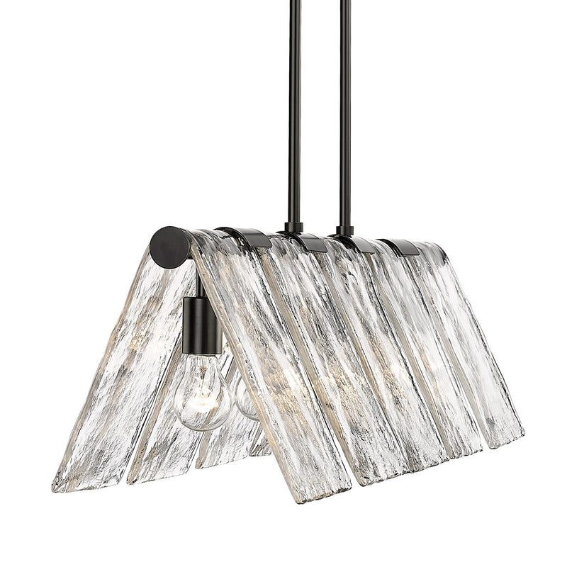 Golden 6072-LP BLK-HWG Five Light Linear Pendant, Matte Black