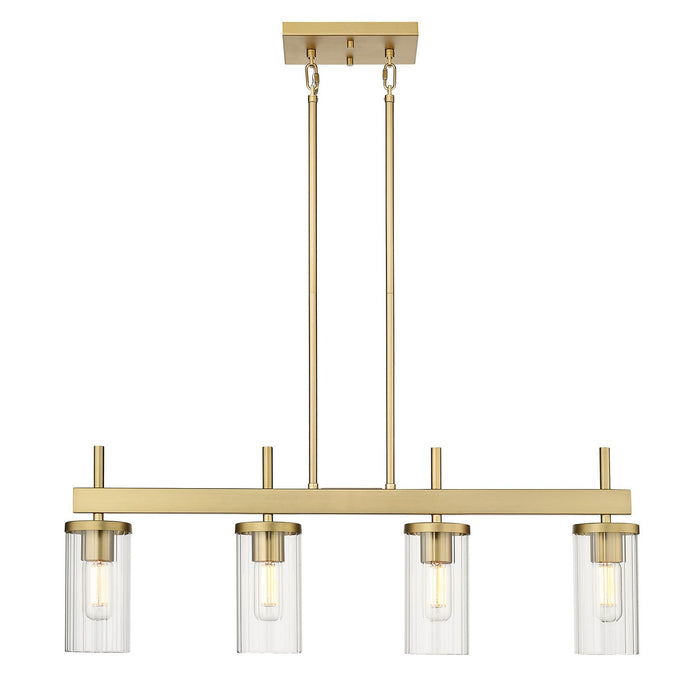 Golden 7011-LP BCB-CLR Four Light Linear Pendant, Brushed Champagne Bronze