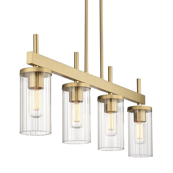 Golden 7011-LP BCB-CLR Four Light Linear Pendant, Brushed Champagne Bronze