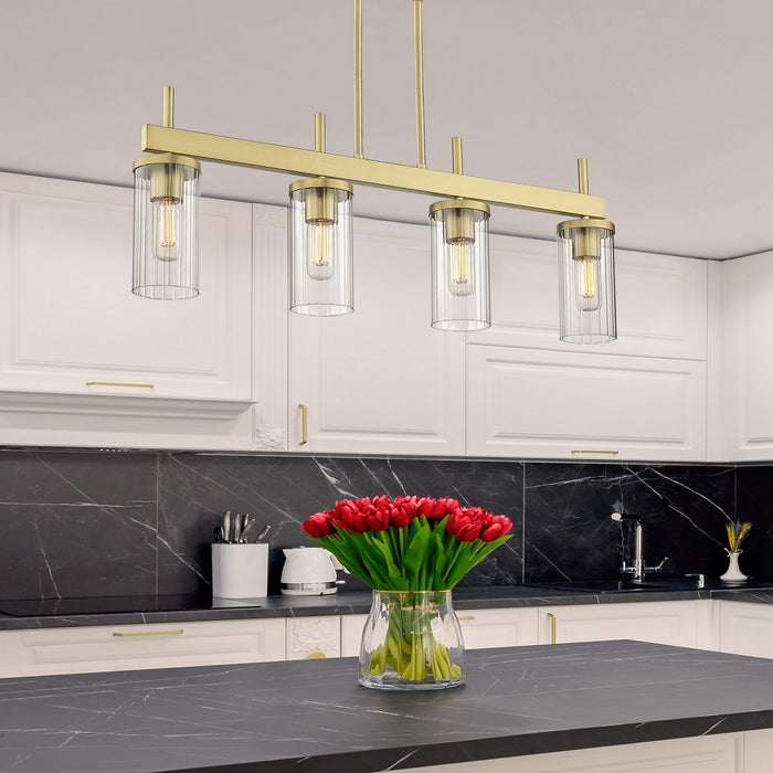 Golden 7011-LP BCB-CLR Four Light Linear Pendant, Brushed Champagne Bronze