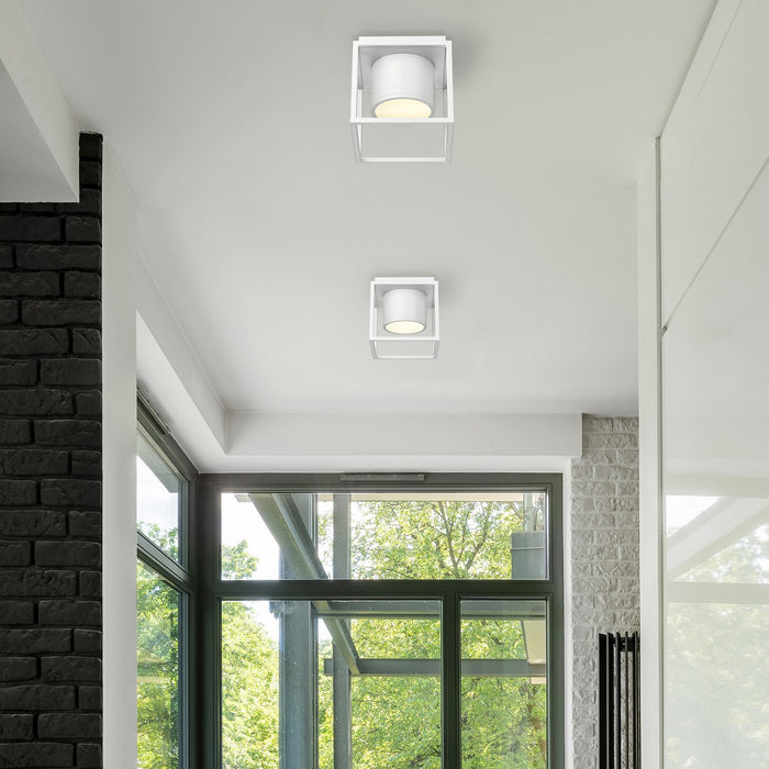 Golden 9092-FM7 WHT-WHT LED Flush Mount, Matte White