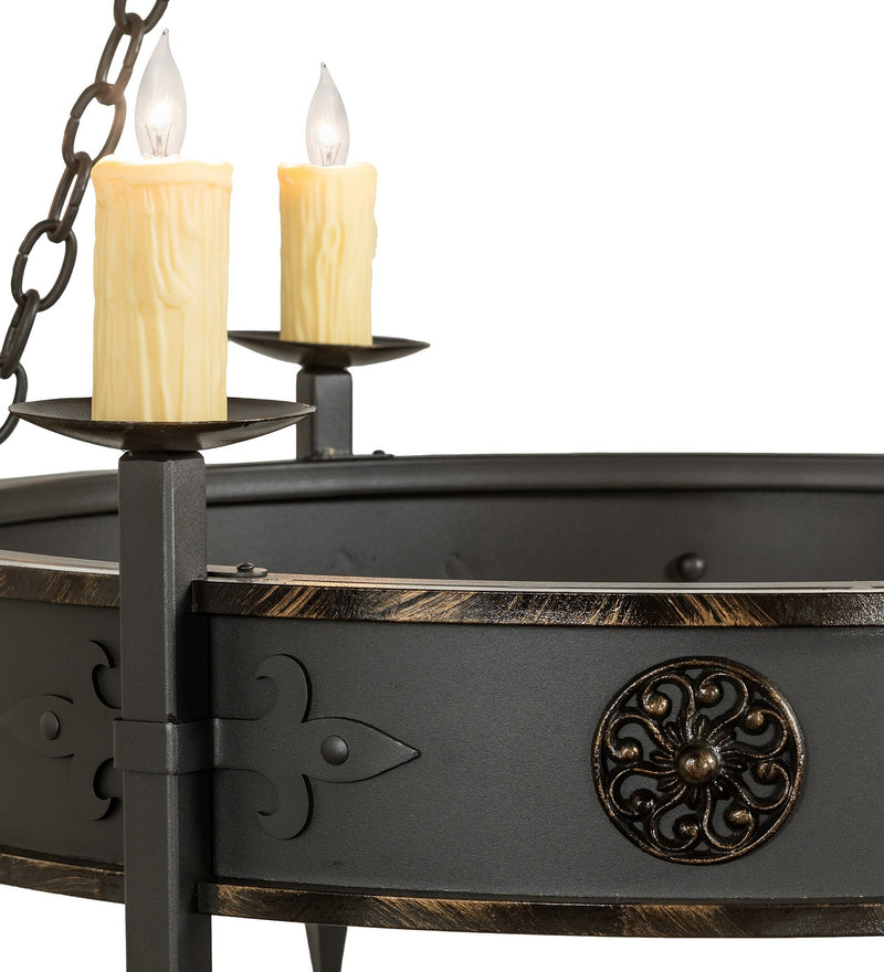 Meyda Tiffany 256961 Six Light Chandelier, Wrought Irontique Brass Gloss