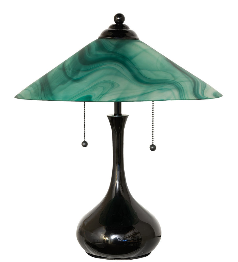 Meyda Tiffany 267261 Two Light Table Lamp, Black Metal