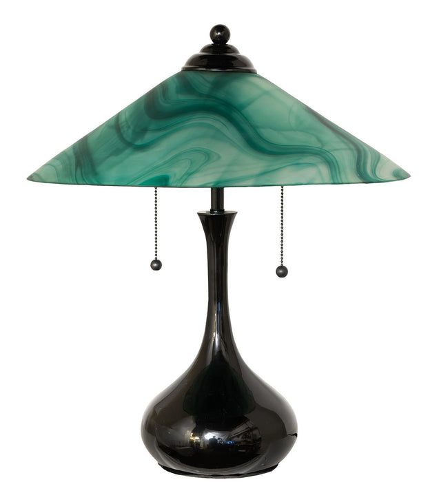 Meyda Tiffany 267261 Two Light Table Lamp, Black Metal
