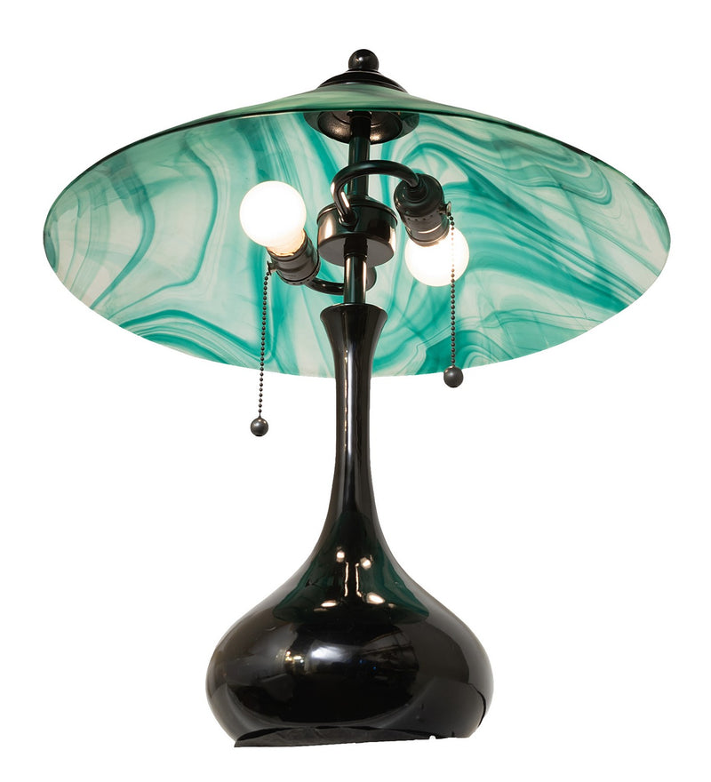 Meyda Tiffany 267261 Two Light Table Lamp, Black Metal