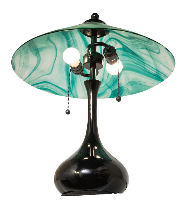 Meyda Tiffany 267261 Two Light Table Lamp, Black Metal