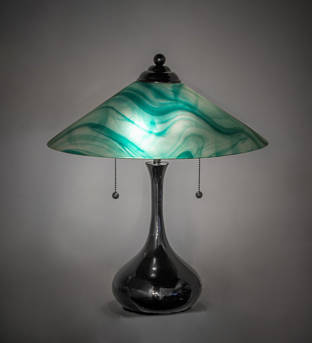 Meyda Tiffany 267261 Two Light Table Lamp, Black Metal