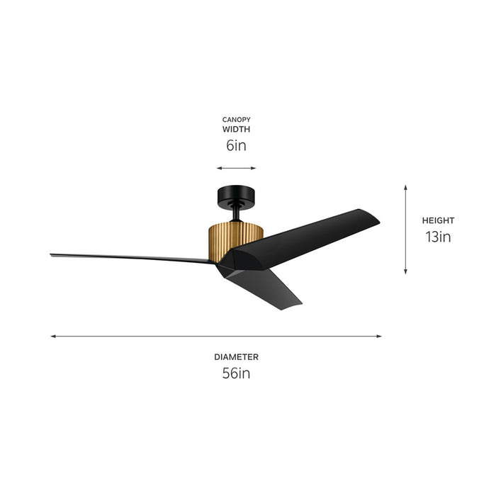 Kichler 330130NBR 56" Ceiling Fan, Natural Brass