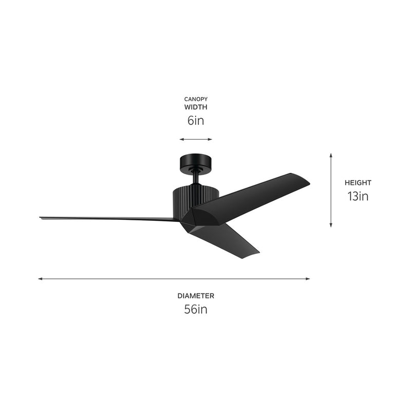 Kichler 330130SBK 56" Ceiling Fan, Satin Black