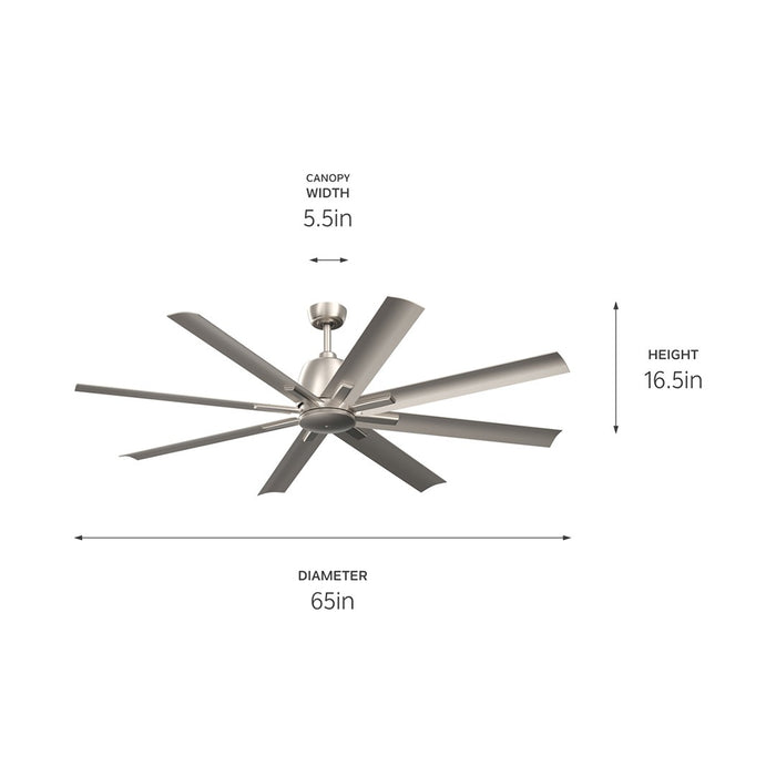 Kichler 310265NI 65" Ceiling Fan, Brushed Nickel
