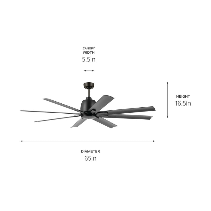 Kichler 310265SBK 65" Ceiling Fan, Satin Black