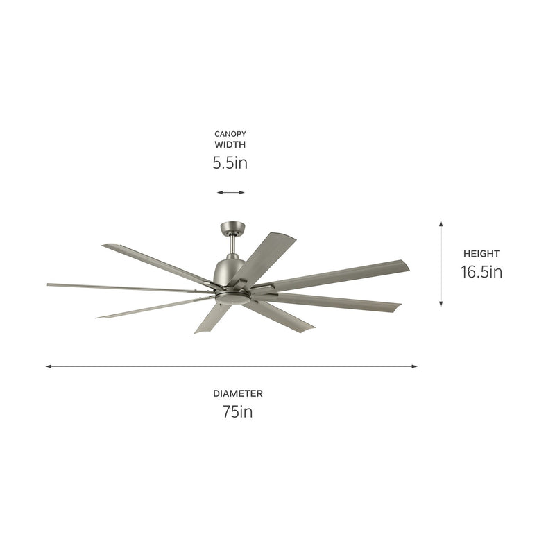 Kichler 310275NI 75" Ceiling Fan, Brushed Nickel