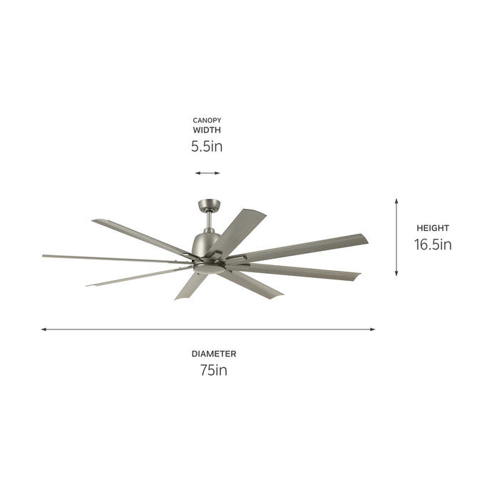 Kichler 310275NI 75" Ceiling Fan, Brushed Nickel