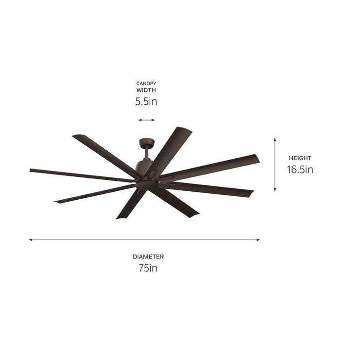 Kichler 310275SNB 75" Ceiling Fan, Satin Natural Bronze