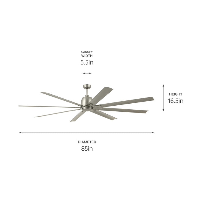 Kichler 310285NI 84" Ceiling Fan, Brushed Nickel