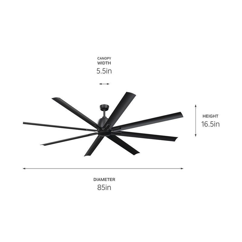 Kichler 310285SBK 84" Ceiling Fan, Satin Black