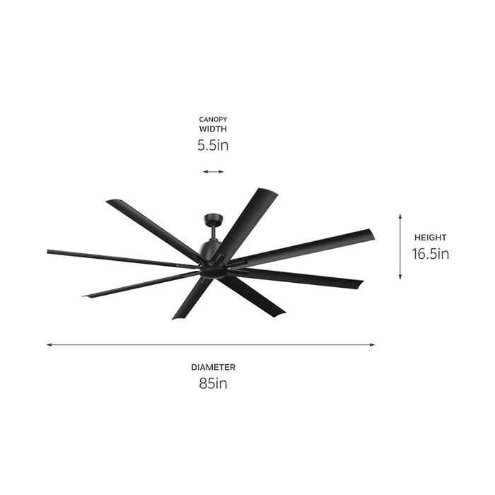 Kichler 310285SBK 84" Ceiling Fan, Satin Black