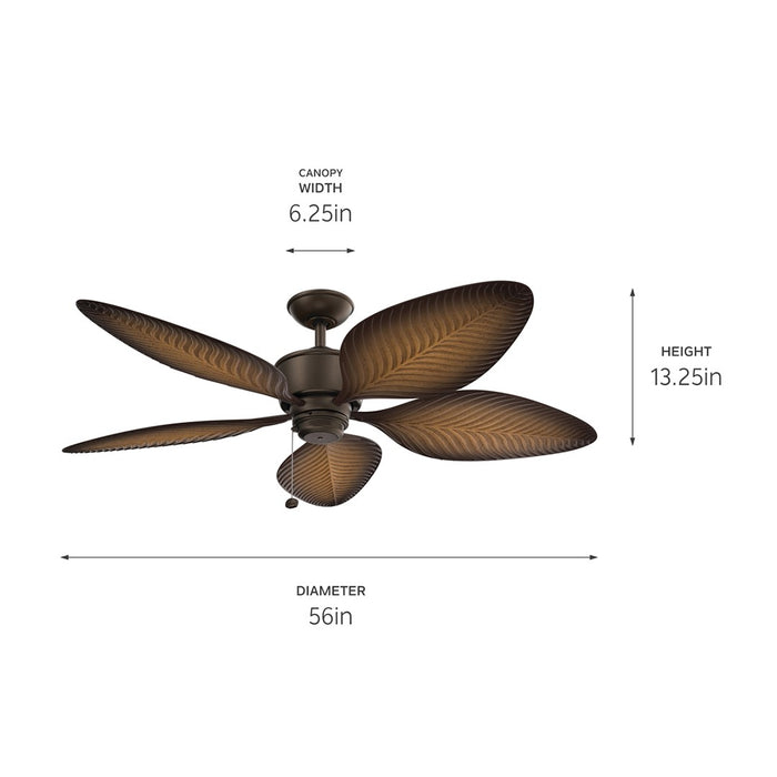Kichler 310095SNB 56" Ceiling Fan, Satin Natural Bronze