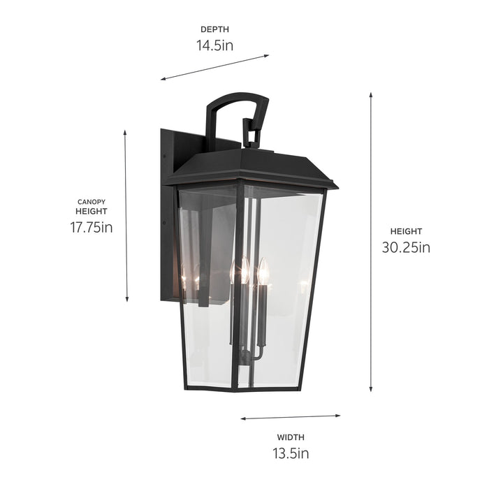 Kichler 59121BKT Three Light Outdoor Wall Mount, Textured Black