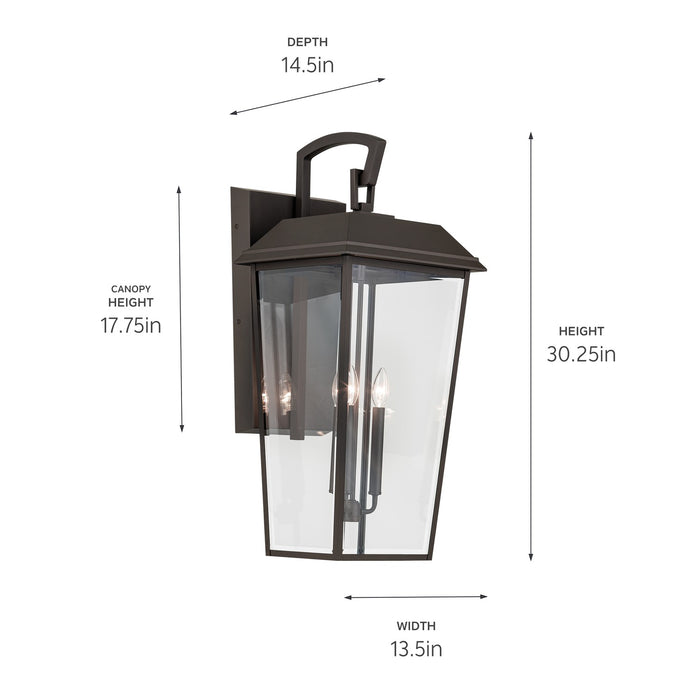 Kichler 59121OZ Three Light Outdoor Wall Mount, Olde Bronze