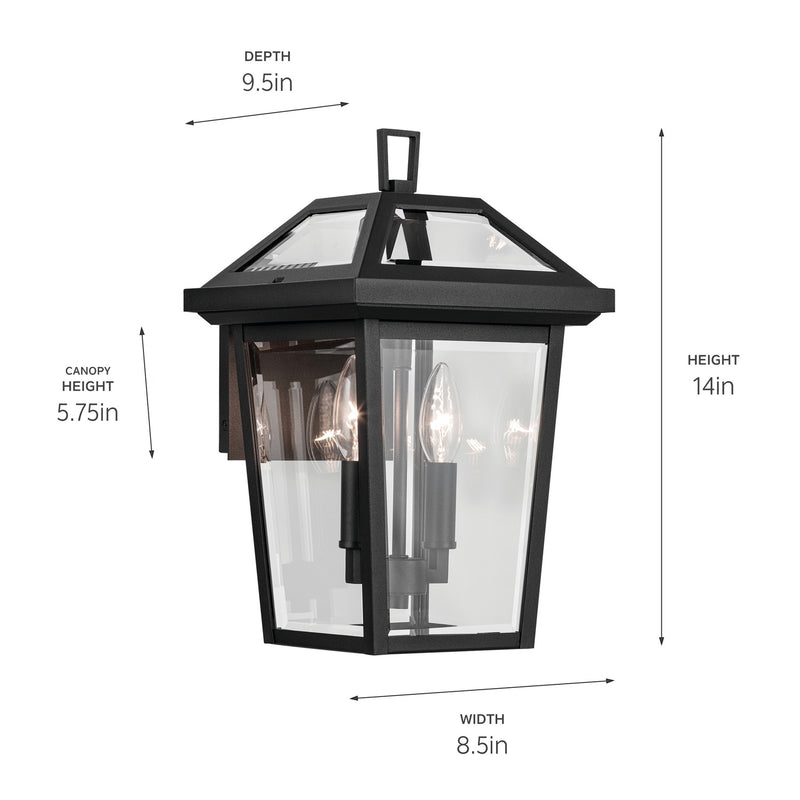 Kichler 59125BKT Two Light Outdoor Wall Mount, Textured Black