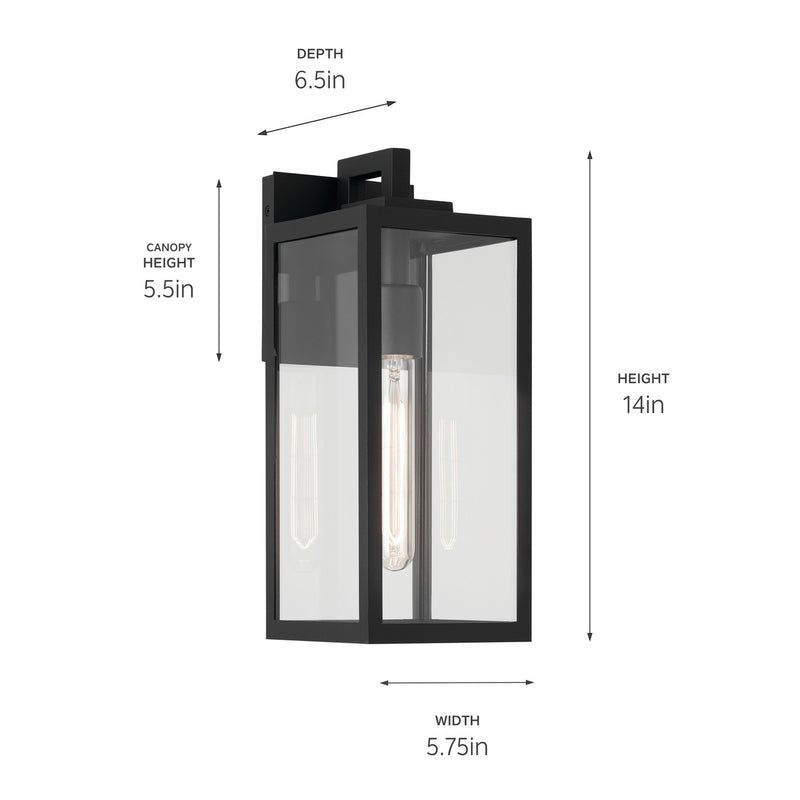 Kichler 59111BKT One Light Outdoor Wall Mount, Textured Black