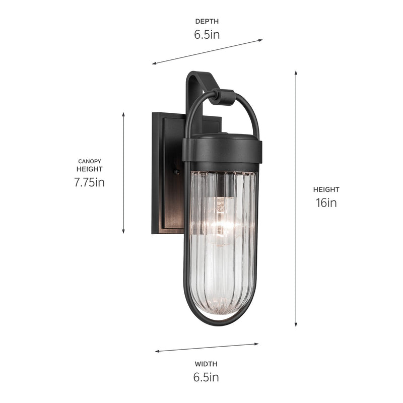 Kichler 59123BKT One Light Outdoor Wall Mount, Textured Black