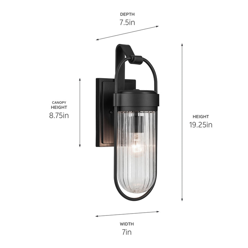 Kichler 59124BKT One Light Outdoor Wall Mount, Textured Black