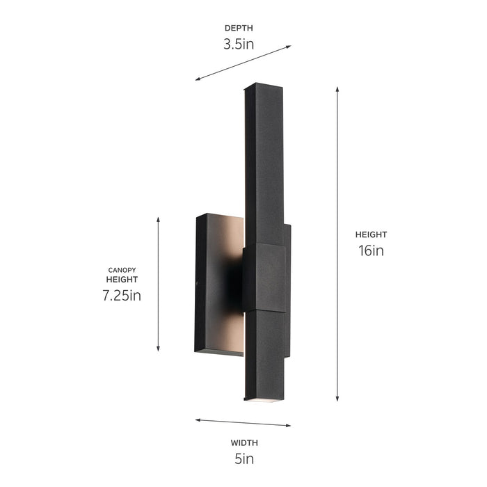 Kichler 59143BKT LED Outdoor Wall Mount, Textured Black