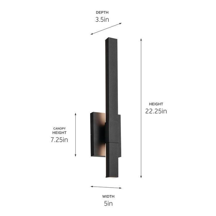 Kichler 59144BKT LED Outdoor Wall Mount, Textured Black