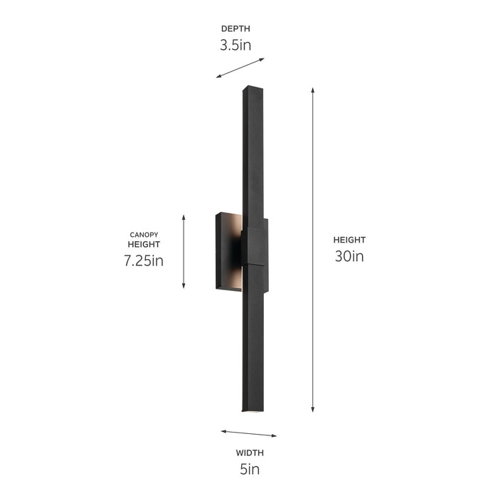 Kichler 59145BKT LED Outdoor Wall Mount, Textured Black