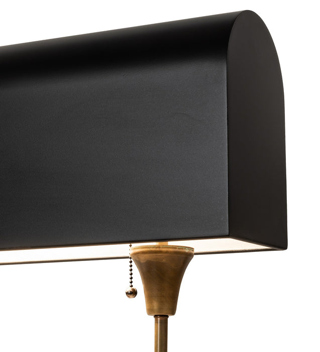 Meyda Tiffany 229490 Two Light Table Lamp, Solar Black/Vintage Brass/Matte White