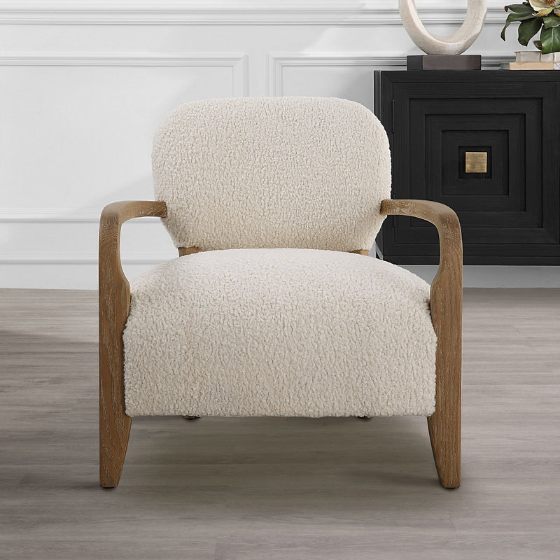 Uttermost 23772 Accent Chair, Solid Oak Tapered