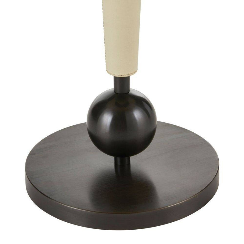 Arteriors FAI03 Drink Table, Black Marble/Ivory Leather//Bronze