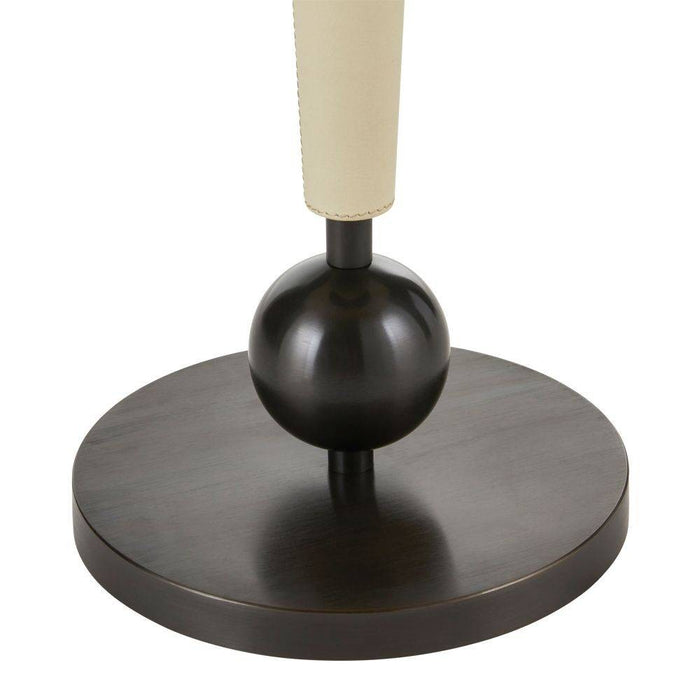 Arteriors FAI03 Drink Table, Black Marble/Ivory Leather//Bronze