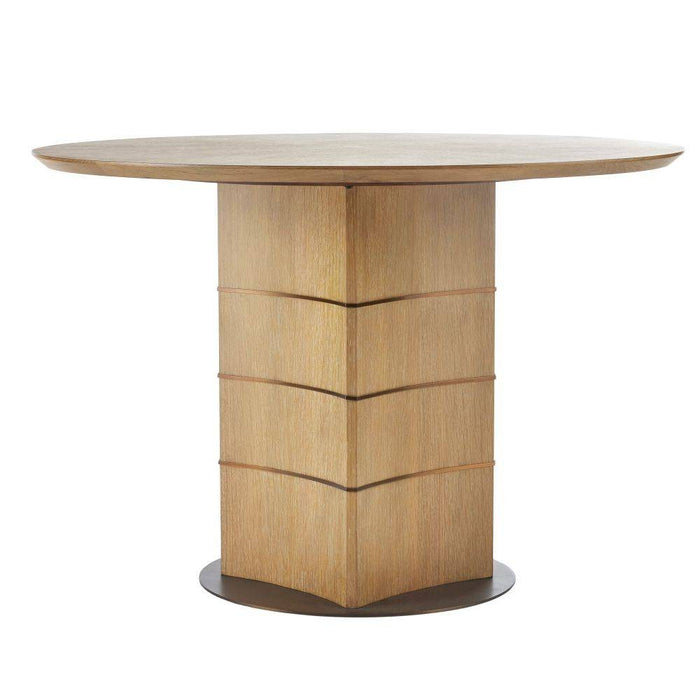 Arteriors FDS02 Dining Table, Oyster Oak Veneer/Antique Brass