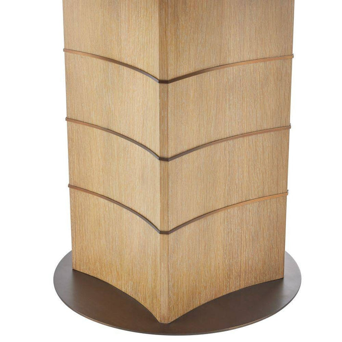 Arteriors FDS02 Dining Table, Oyster Oak Veneer/Antique Brass