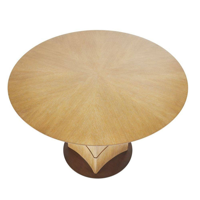 Arteriors FDS02 Dining Table, Oyster Oak Veneer/Antique Brass