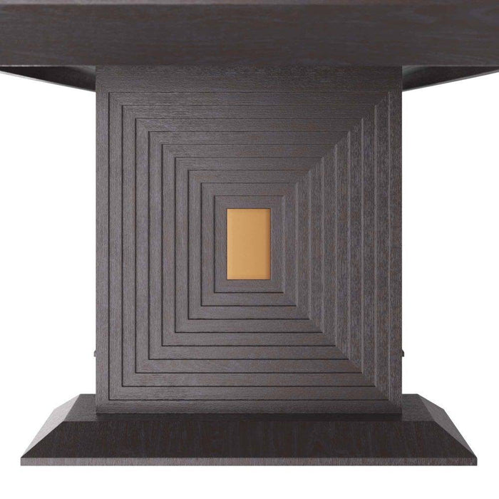Arteriors FDS04 Dining Table, Sable Oak Veneer/Antique Brass