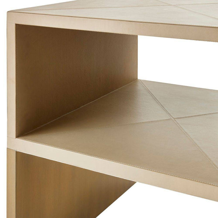 Arteriors FEI07 End Table, Dove Leather/Antique Brass Clad
