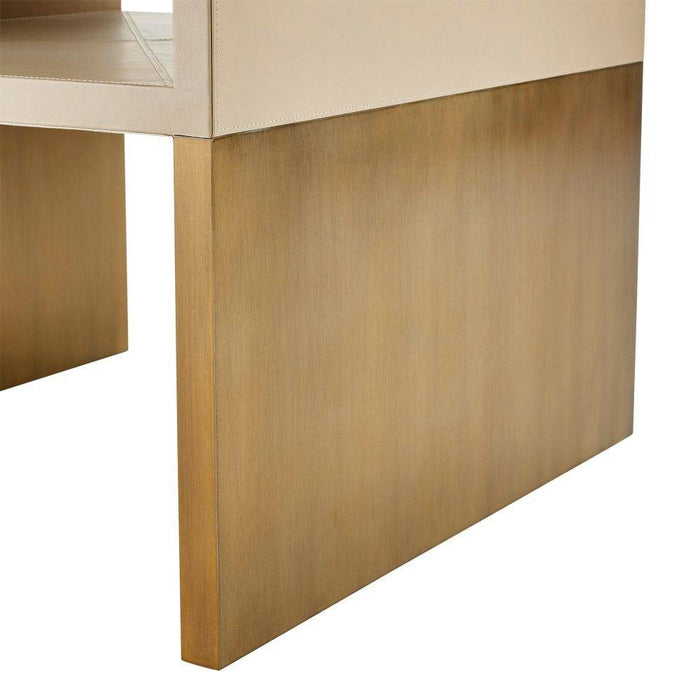 Arteriors FEI07 End Table, Dove Leather/Antique Brass Clad