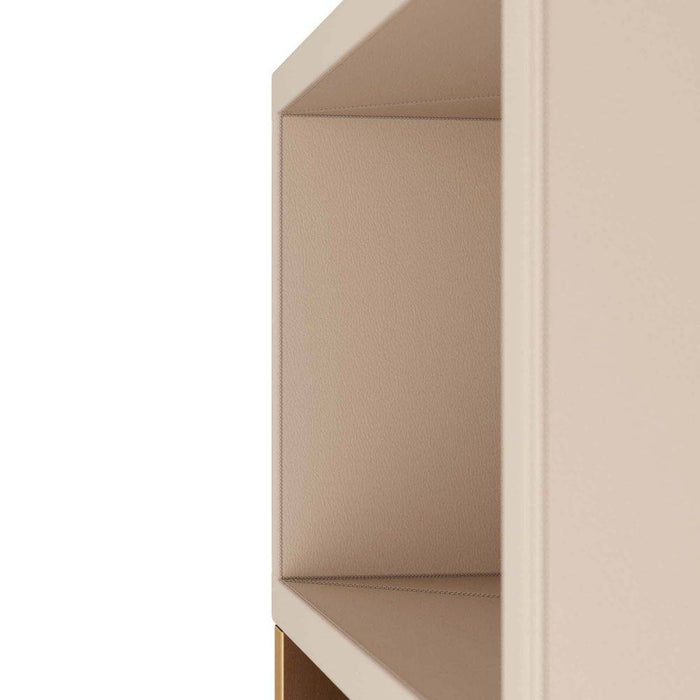 Arteriors FEI07 End Table, Dove Leather/Antique Brass Clad
