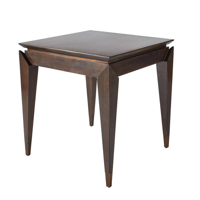 Arteriors FES03 End Table, Brindle Eucalyptus Veneer/Antique Brass