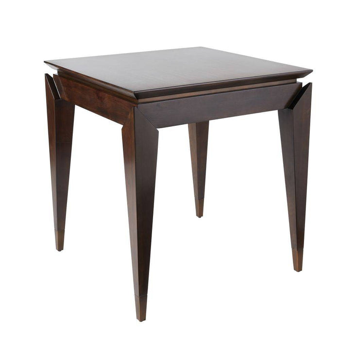 Arteriors FES03 End Table, Brindle Eucalyptus Veneer/Antique Brass