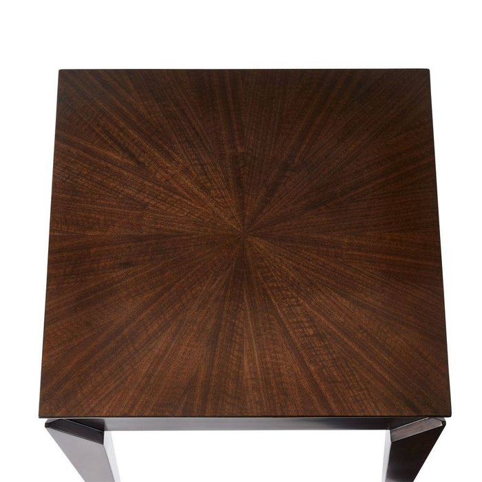 Arteriors FES03 End Table, Brindle Eucalyptus Veneer/Antique Brass