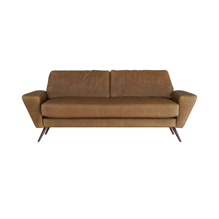 Arteriors FFU01 Sofa, Butterscotch Leather/Dark Walnut