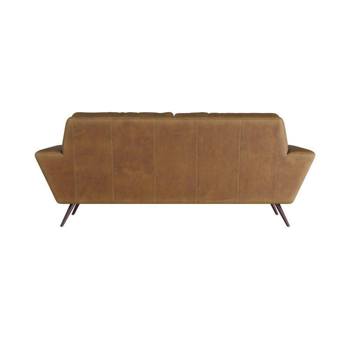 Arteriors FFU01 Sofa, Butterscotch Leather/Dark Walnut